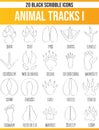 Scribble Black Icon Set Animal Tracks I Royalty Free Stock Photo