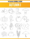 Scribble Black Icon Set Autumn I