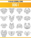 Scribble Black Icon Set Dogs I Royalty Free Stock Photo