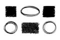 Scribble black squares and cicles hand drawn vector elements. Grunge frames Royalty Free Stock Photo
