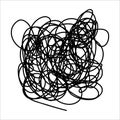 Scribble chaos tangled line. Doodle chaos thin line, curls, swirl, twirl, flourishes, chaotic lines. Simple vintage