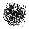 Scribble chaotic twisted line. Doodle chaotic twisted thin line, curls, swirl, twirl, flourishes, chaotic lines. Simple