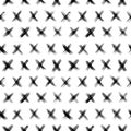 Scribble cross ink brush seamless pattern. Hipster noughts hand drawn texture.