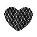 Scribble diagonal hatching criss cross Black heart, symbol love for Valentines Day. Backdrop hand drawn image. Sketch shaded