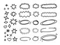 Scribble doodle line shapes set. Hand drawn design elements collection. Black brush strokes bundle Royalty Free Stock Photo