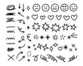Scribble doodle line shapes set. Hand drawn design elements collection. Black brush strokes bundle Royalty Free Stock Photo