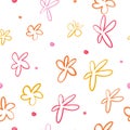 Scribble flower baby seamless pattern. Bold abstract shape paint Royalty Free Stock Photo