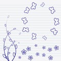Scribble flowers drawing in a notebook- illustration Royalty Free Stock Photo