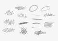 scribble hand drawn pencil set of doodle black vector grungy element on white background Royalty Free Stock Photo