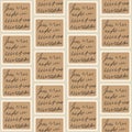 Scribble handwritten script text square seamless pattern. Unreadable letter endless background. Illegible note repeat cover. Diary