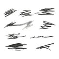 Scribble line set. Hand Drawn lines in Pencil. Charcoal smears. Vector illustration. Stock image.