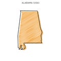 Scribble Map of Alabama Vector Design Template.