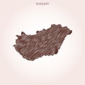 Scribble Map of Hungary Vector Design Template.