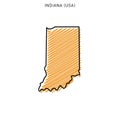 Scribble Map of Indiana Vector Design Template.