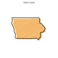 Scribble Map of Iowa Vector Design Template.