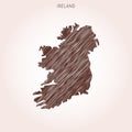 Scribble Map of Ireland Vector Design Template.