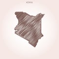 Scribble Map of Kenya Vector Design Template.