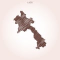 Scribble Map of Laos Vector Design Template.