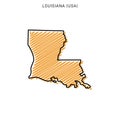 Scribble Map of Louisiana Vector Design Template.