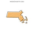 Scribble Map of Massachusetts Vector Design Template.