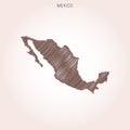 Scribble Map of Mexico Vector Design Template.