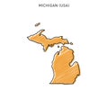 Scribble Map of Michigan Vector Design Template.