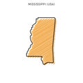 Scribble Map of Mississippi Vector Design Template.