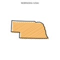 Scribble Map of Nebraska Vector Design Template.