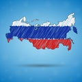 Scribble map of Russia. Sketch Country map for infographic, brochures and presentations, Stylized sketch map of Russia