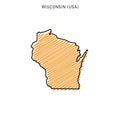 Scribble Map of Wisconsin Vector Design Template.