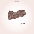 Scribble Map of Yemen Vector Design Template.