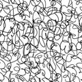 Scribble seamless hand drawn pattern. Inky pen messy lines in modern random print.