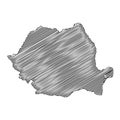 Scribble style Romania map design