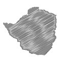 Scribble style Zimbabwe map design