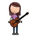 Scribble women guitar cartoon