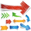 Scribbled color arrows set. Royalty Free Stock Photo