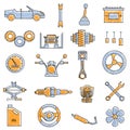 Scribbled Mechanical icon set Royalty Free Stock Photo