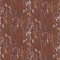 Scribbled signature ink marks rust brown seamless vector pattern.