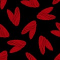 Scribbled vector heart seamless pattern background. Black red love concept backdrop with delicate pencil effect