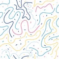 Scribbles. Colorful seamless background with sinuous lines