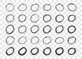 Hand drawn scribble circles.  Set of thirty black doodle round circular design elements Royalty Free Stock Photo