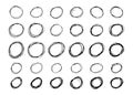 Set of thirty black doodle round circular design elements