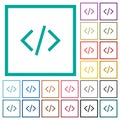 Script code flat color icons with quadrant frames Royalty Free Stock Photo