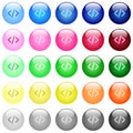 Script code icons in color glossy buttons Royalty Free Stock Photo