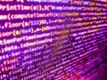 Script on computer with source code. Binary computer code background, abstract. Screen of web developer. Technology display. Royalty Free Stock Photo