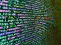 Script on computer with source code. Programming code abstract screen of software developer. Mobile app developer. Abstract Royalty Free Stock Photo