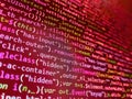 Script on computer with source code. Computer science lesson. Programming Coding with editor colorful themes. Internet app Royalty Free Stock Photo