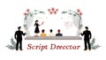 Script Director title with figures, representing theatrical roles, vector design Generative AI Royalty Free Stock Photo