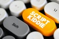 Script Kiddie is someone that uses existing software to hack computer systems belonging to others, text concept button on keyboard Royalty Free Stock Photo