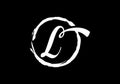 Script letter L in a brush circle on black background, Monogram Calligraphy hand drawn alphabet initials and brush circle